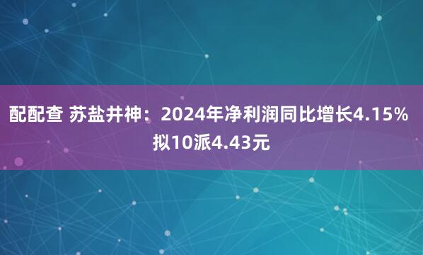 配配查 苏盐井神：2024年净利润同比增长4.15% 拟10派4.43元